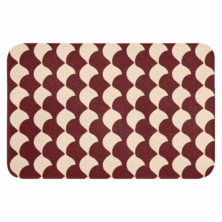 Rood - Tegelpatroon - Crème WCmat klein 1009 -3d