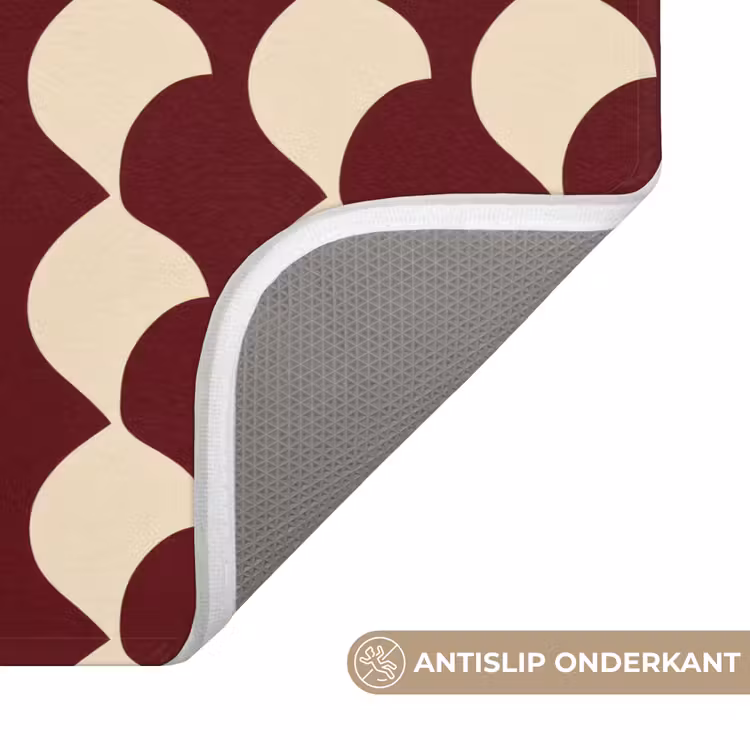Rood - Tegelpatroon - Crème WCmat klein 1009 -USP_AntislipNL