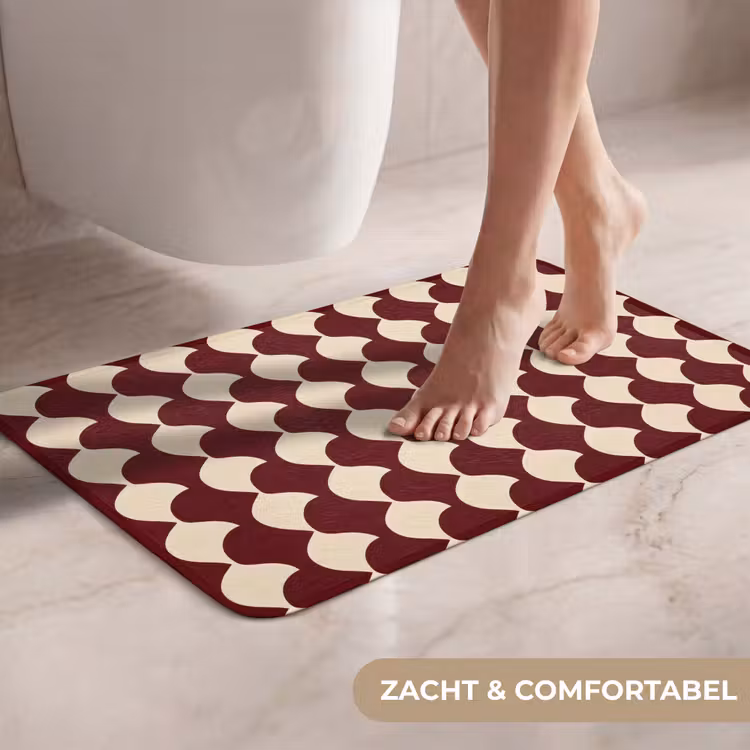 Rood - Tegelpatroon - Crème WCmat klein 1009 -USP_ZachtNL