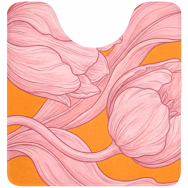 WC Mat - Roze bloemen - Modern - Roze bloemen - Modern WCmat U-uitsnede middel