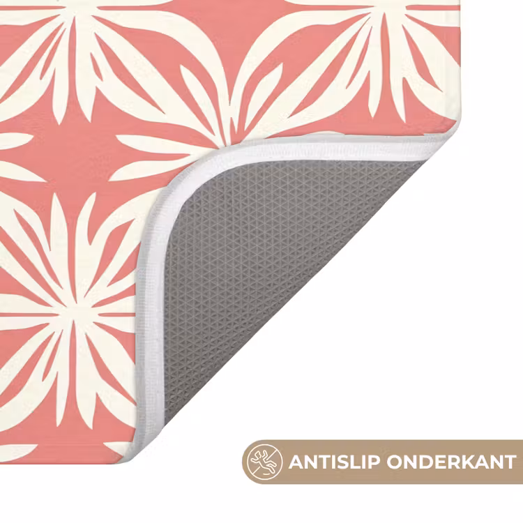 Roze - Bloemenmotief - Wit - Modern WCmat klein 1009 -USP_AntislipNL