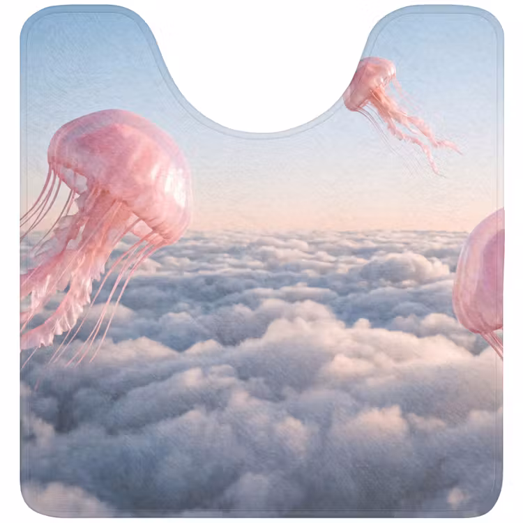 WC Mat - Roze dier - Wolken - Roze dier - Wolken WCmat U-uitsnede middel