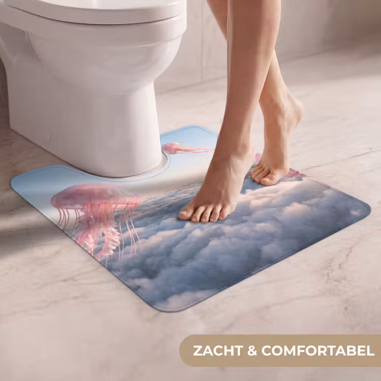 WC Mat - Roze dier - Wolken - Roze dier - Wolken WCmat U-uitsnede middel