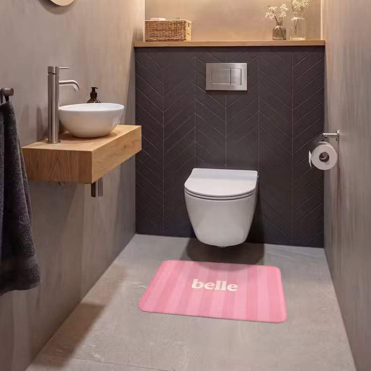 Roze - Gestreept - Belle WCmat klein -sfeer2