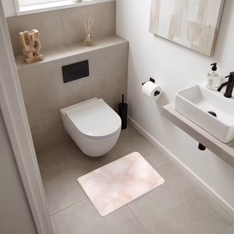 Roze - Marmer - Crème WCmat klein 1009 -sfeer1