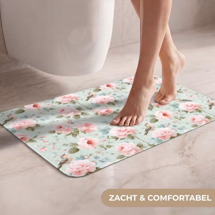 Rozen - Vogels - Pastel - Kleurrijk WCmat klein 1009 -USP_ZachtNL