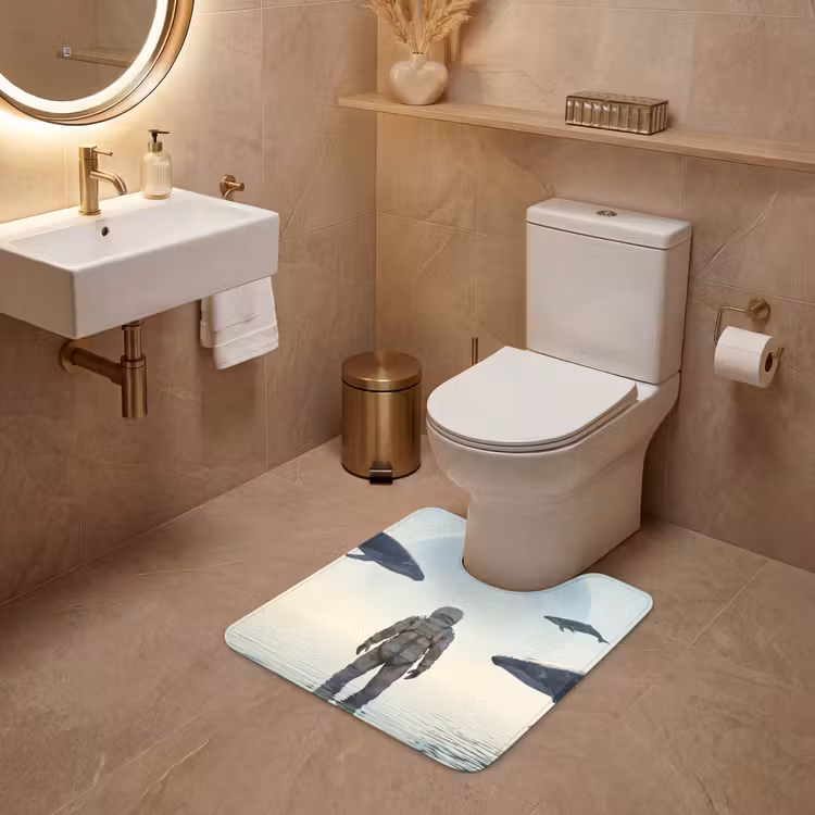WC Mat - Ruimtevaarder - Walvis - Fantasie - Ruimtevaarder - Walvis - Fantasie WCmat U-uitsnede middel