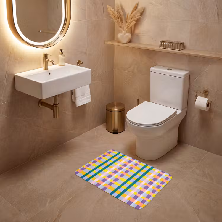 Ruit - Patroon - Kleurrijk WCmat klein 1009 -sfeer3