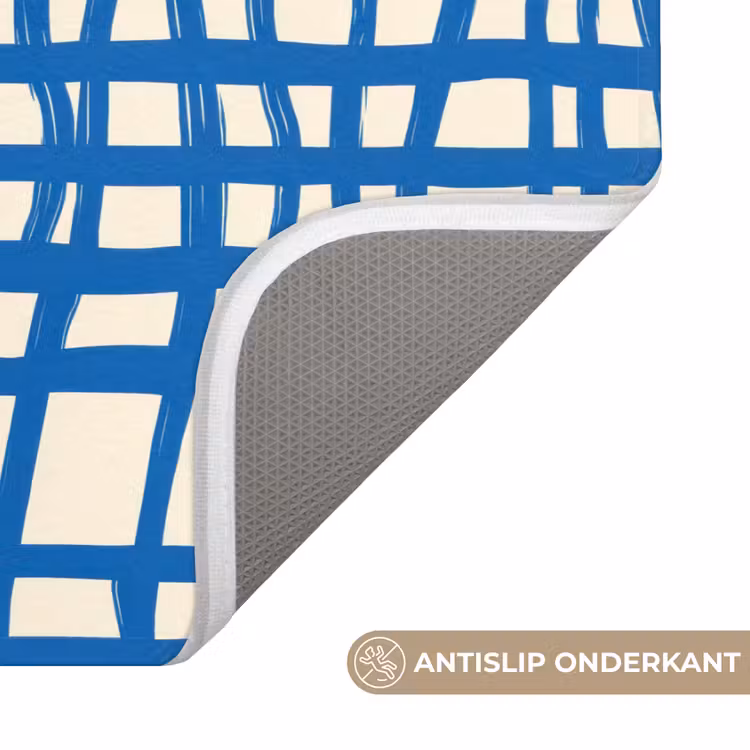 Ruitpatroon - Blauw - Crème WCmat klein 1009 -USP_AntislipNL