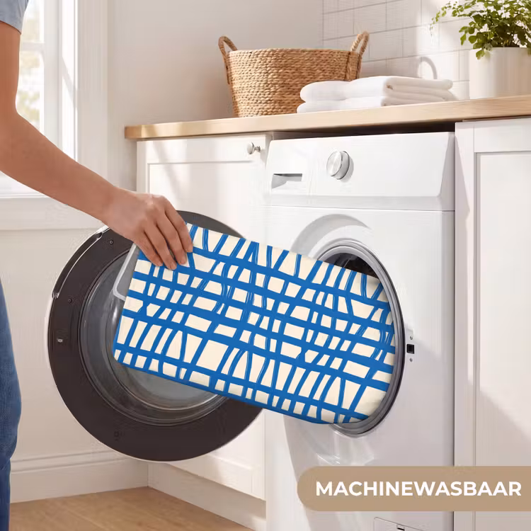Ruitpatroon - Blauw - Crème WCmat klein 1009 -USP_WasbaarNL