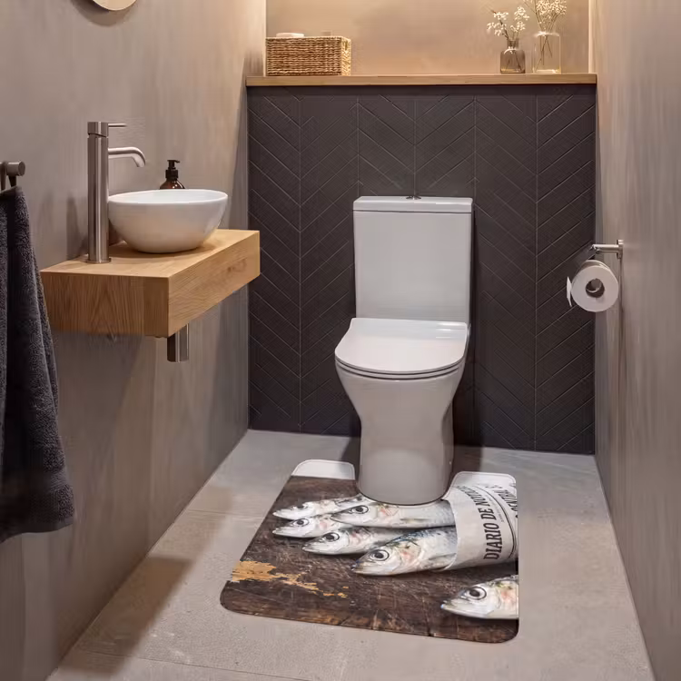 WC Mat - Sardientje - krant - snijplank - Sardientje - krant - snijplank WCmat U-uitsnede middel