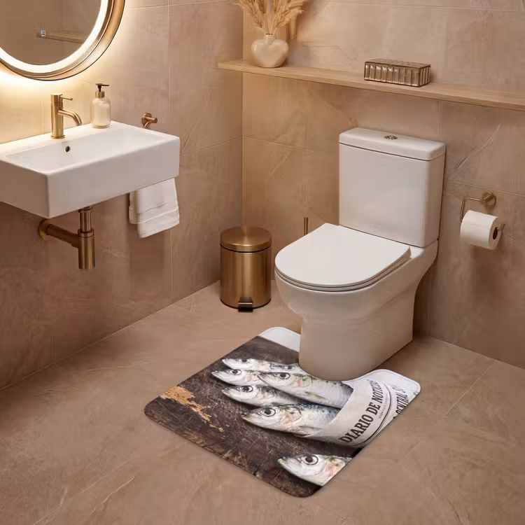 WC Mat - Sardientje - krant - snijplank - Sardientje - krant - snijplank WCmat U-uitsnede middel
