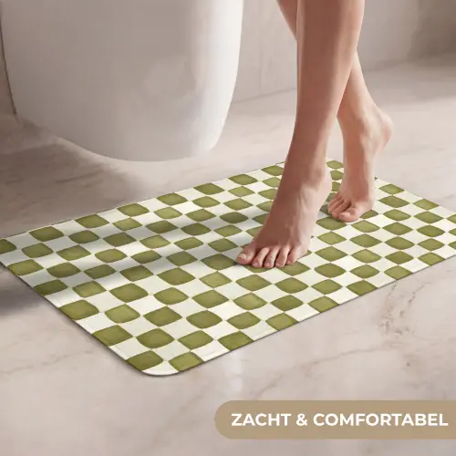 Schaak - Patroon - Groen WCmat klein 1009 -USP_ZachtNL