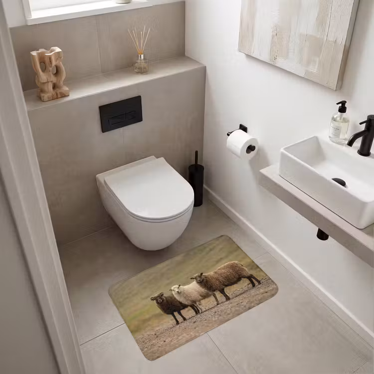 Schapen - Bruin - Wit - Grindpad WCmat klein -sfeer1