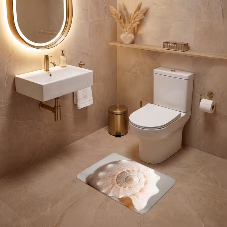 Schelp - Detail - Beige WCmat klein -sfeer3