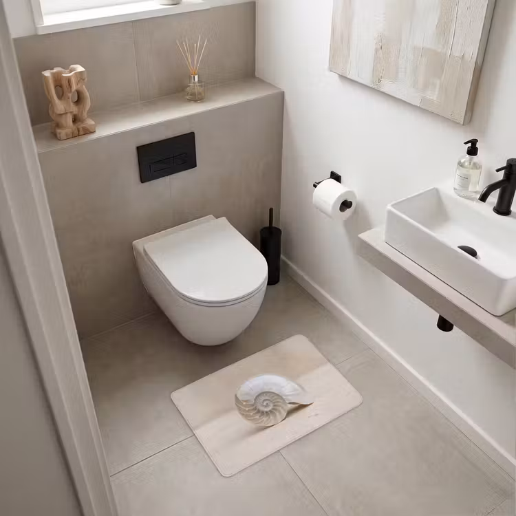 Schelp - Spiraal - Beige WCmat klein -sfeer1