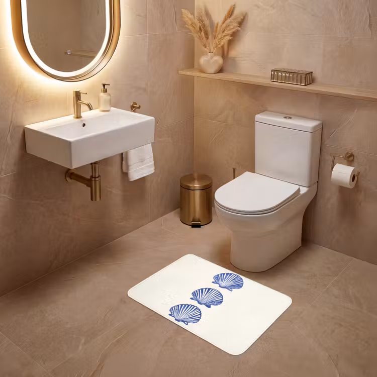 Schelpen - Blauw - Patroon WCmat klein -sfeer3
