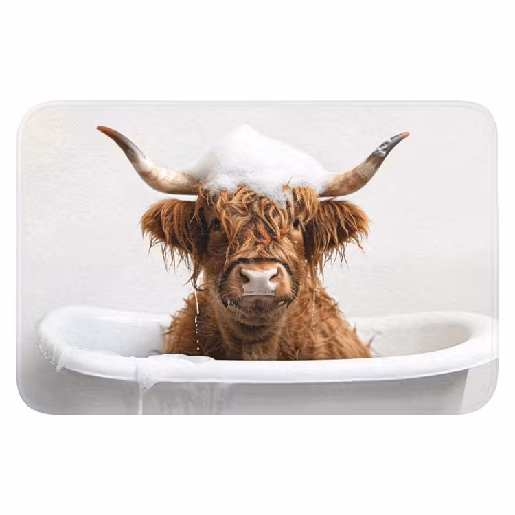 Schotse Hooglander - Bad - Koe - Dieren - Schuim WCmat klein -3d