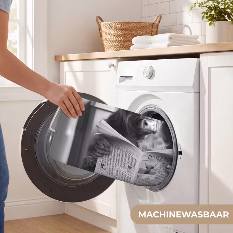 Schotse hooglander - Koe - Krant - WC - Zwart wit WCmat klein -USP_WasbaarNL