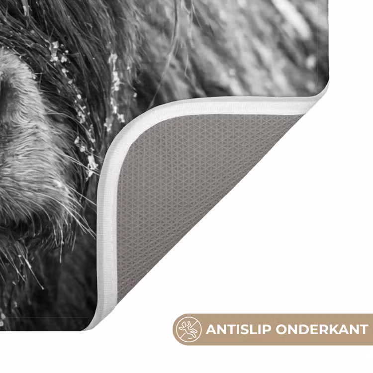 Schotse hooglander - Zwart - Wit - Sneeuwvlokken WCmat klein -USP_AntislipNL