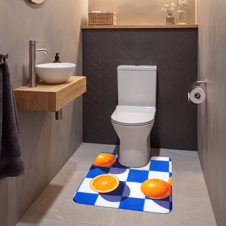 WC Mat - Sinaasappel - Geruit - Eten - Sinaasappel - Geruit - Eten WCmat U-uitsnede middel