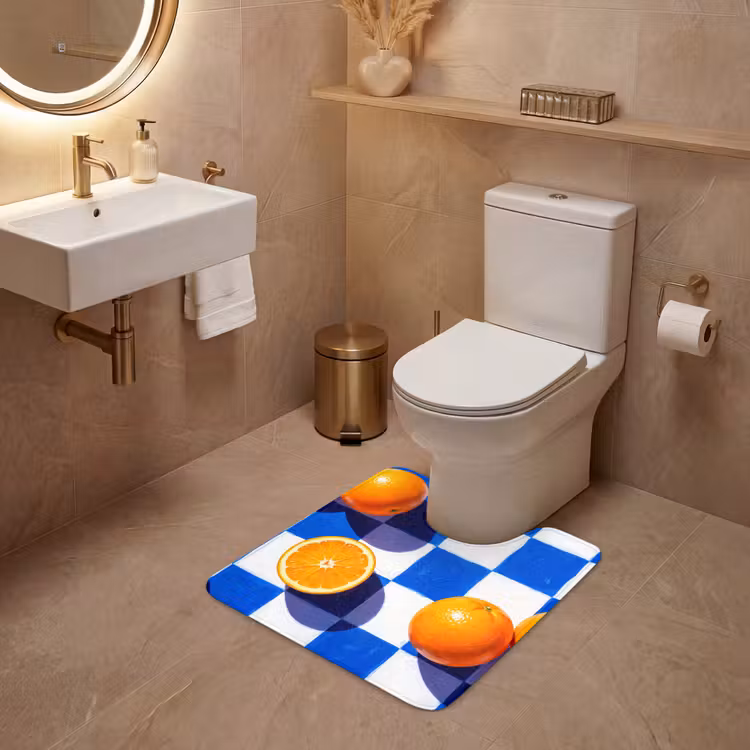 WC Mat - Sinaasappel - Geruit - Eten - Sinaasappel - Geruit - Eten WCmat U-uitsnede middel