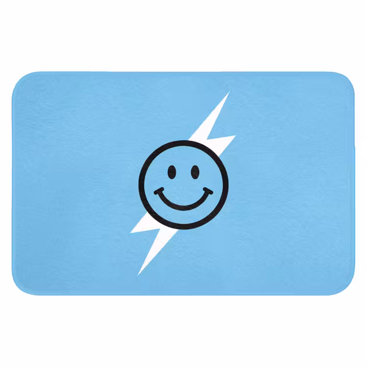 Smiley - Blauw - Bliksem WCmat klein -3d