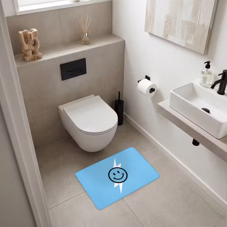Smiley - Blauw - Bliksem WCmat klein -sfeer1
