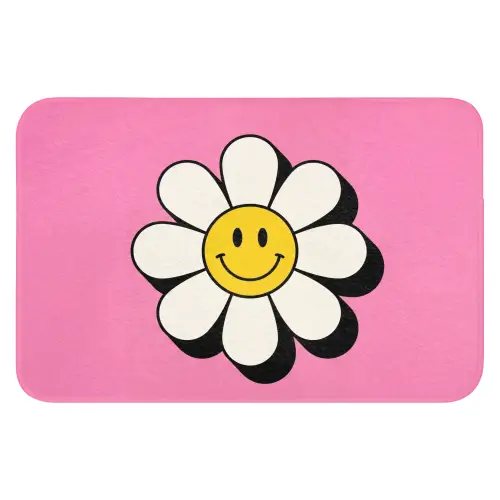 Smiley - Bloem - Roze WCmat klein -3d