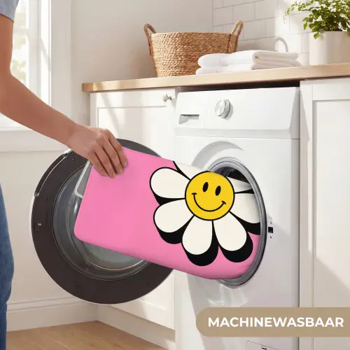 Smiley - Bloem - Roze WCmat klein -USP_WasbaarNL