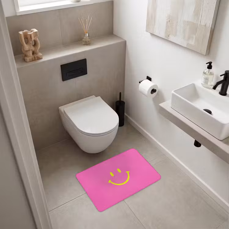 Smiley - Vrolijk - Roze WCmat klein -sfeer1