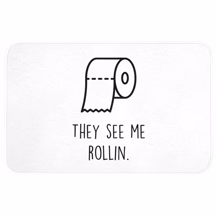 Spreuk - WC papier - They see me rollin - Wit - Quotes WCmat middel -3d