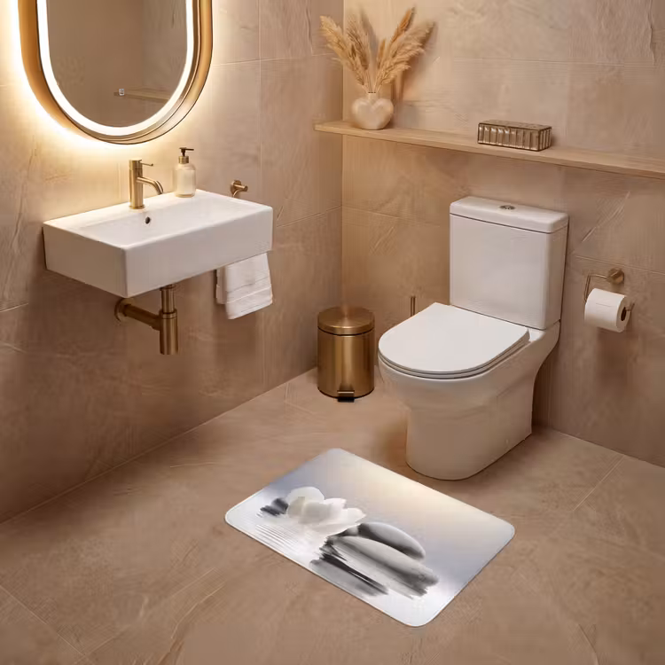 Stenen - Lotus - Wit - Water - Zen WCmat klein -sfeer3