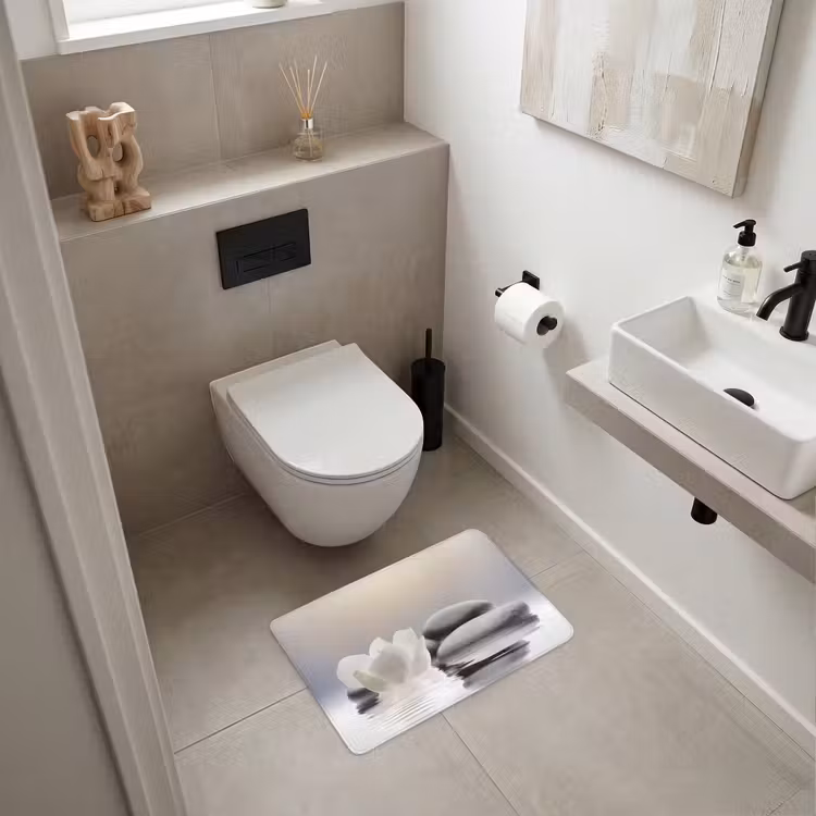 Stenen - Lotus - Wit - Water - Zen WCmat klein -sfeer1