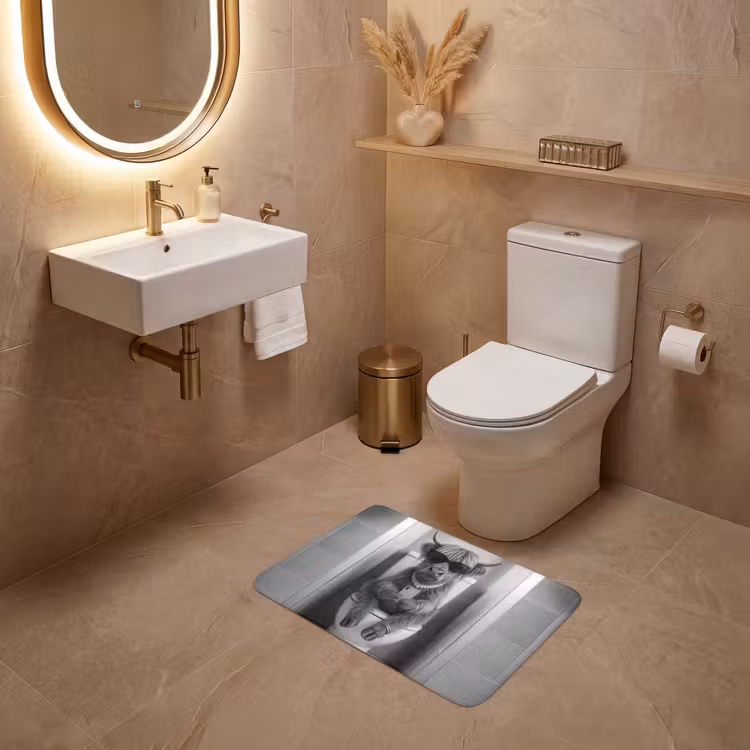Stier - Telefoon - Toilet - Zwart - Wit WCmat klein -sfeer3
