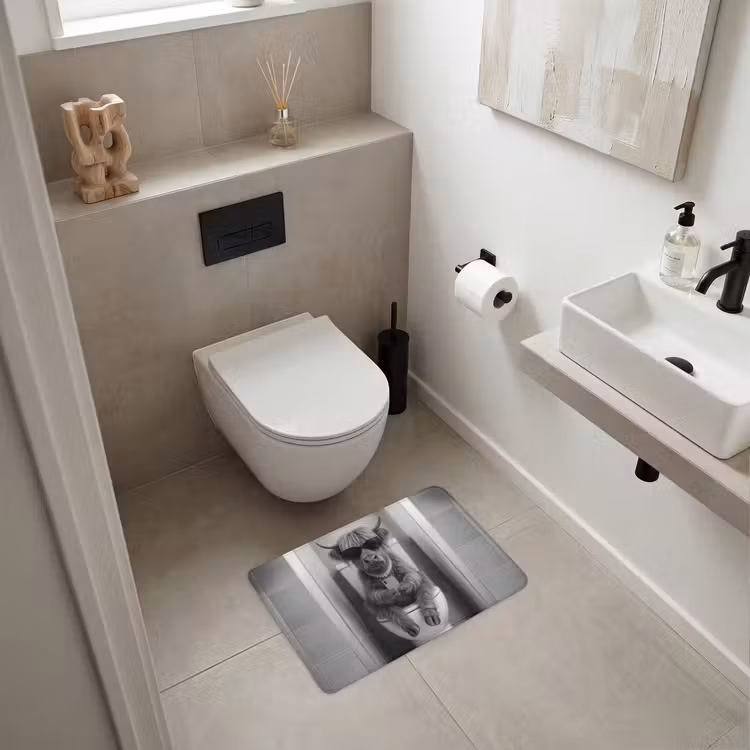 Stier - Telefoon - Toilet - Zwart - Wit WCmat klein -sfeer1