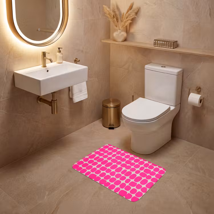 Stippen - Patroon - Roze WCmat klein 1009 -sfeer3