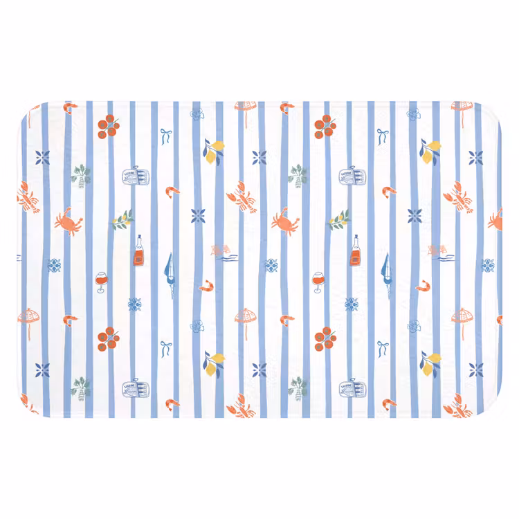 Strepen - Blauw - Patroon - Zomer WCmat klein 1009 -3d