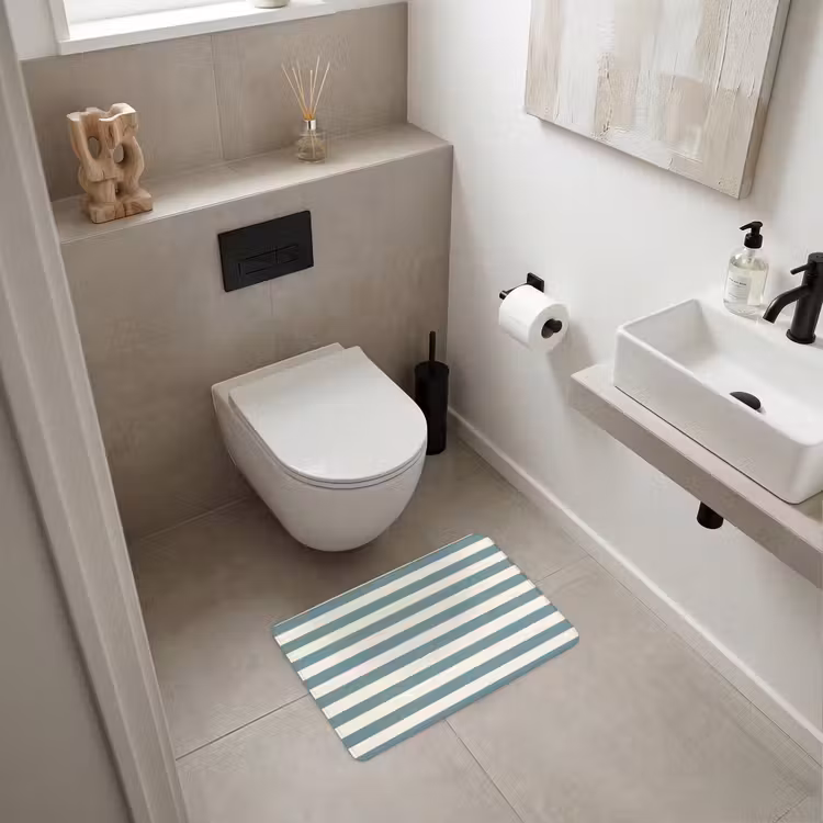 Strepen - Modern - Blauw WCmat klein 1009 -sfeer1