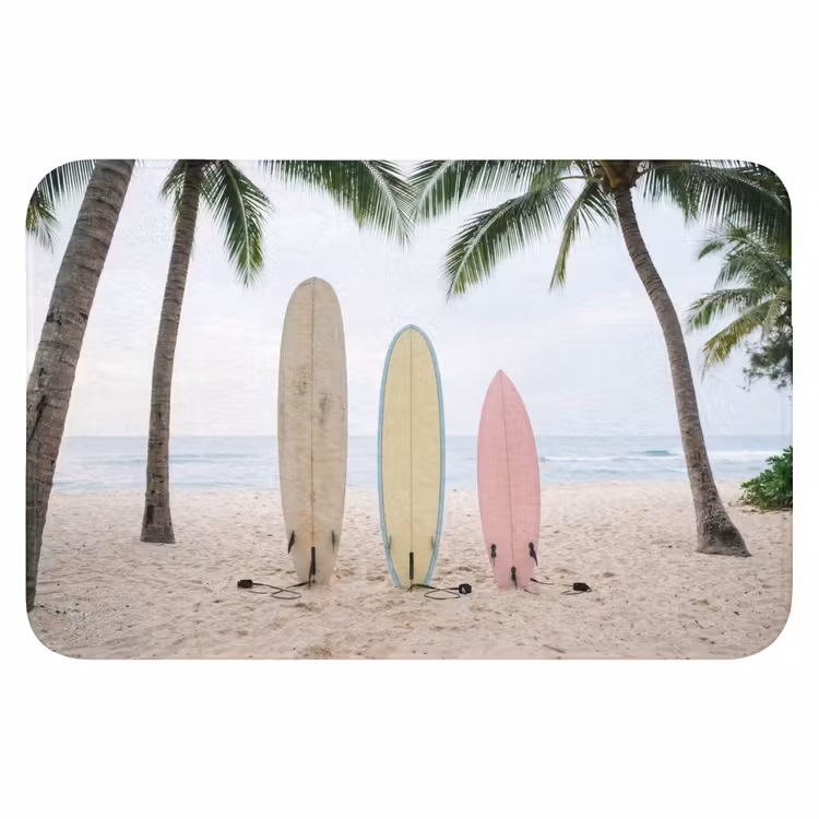 Surfboard - Palmbomen - Kleurrijk WCmat klein -3d