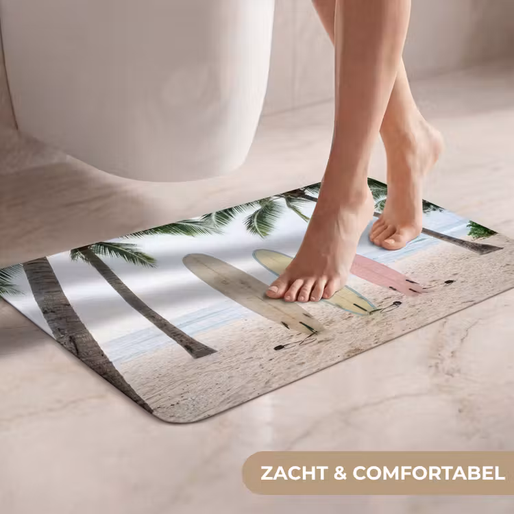 Surfboard - Palmbomen - Kleurrijk WCmat klein -USP_ZachtNL