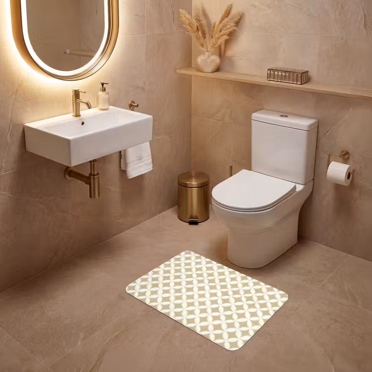 Symmetrisch - Motief - Beige WCmat klein 1009 -sfeer3