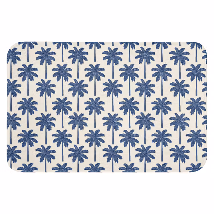 Symmetrisch - Palm - Blauw WCmat klein 1009 -3d