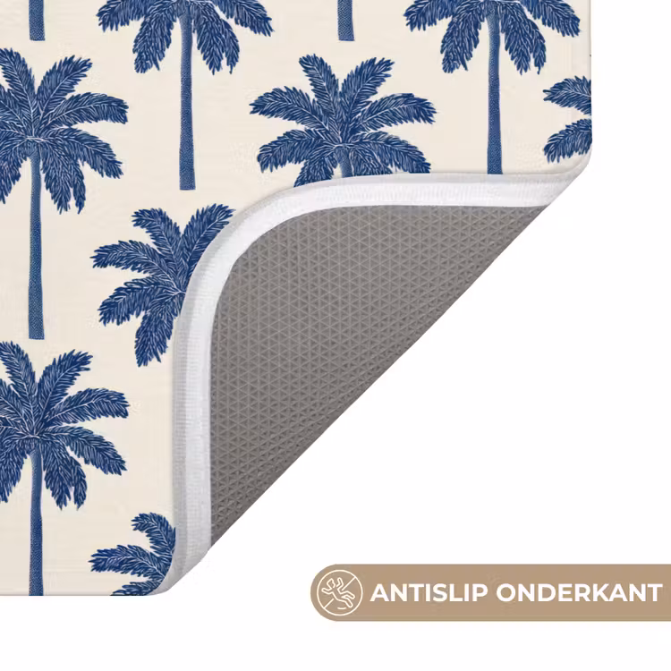 Symmetrisch - Palm - Blauw WCmat klein 1009 -USP_AntislipNL