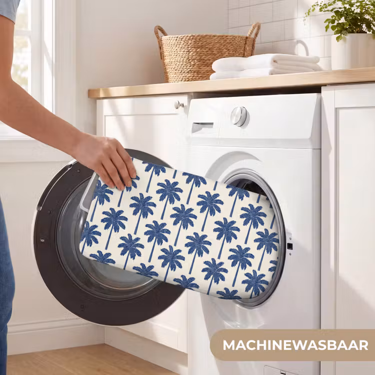 Symmetrisch - Palm - Blauw WCmat klein 1009 -USP_WasbaarNL