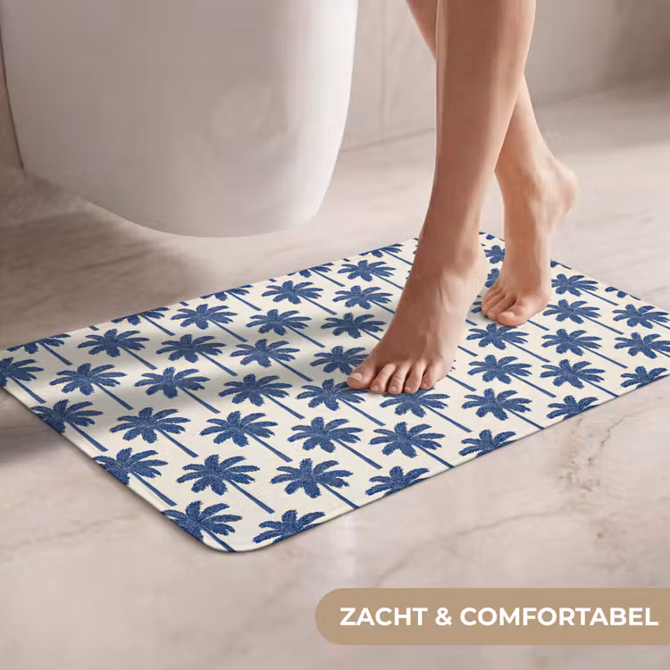 Symmetrisch - Palm - Blauw WCmat klein 1009 -USP_ZachtNL