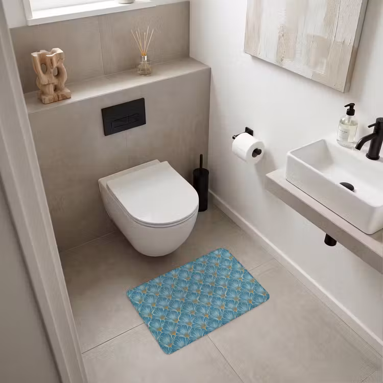 Symmetrisch - Patroon - Blauw WCmat klein 1009 -sfeer1
