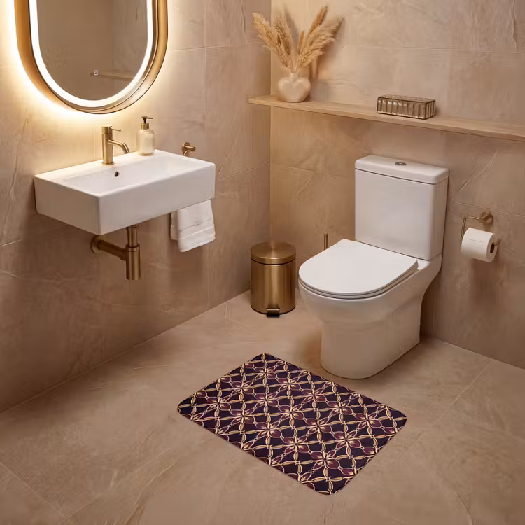 Symmetrisch - Tegel - Burgundy WCmat klein 1009 -sfeer3