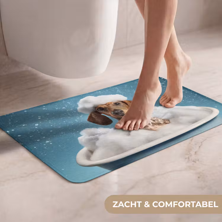 Teckel - Bad - Schuim - Waterdruppels WCmat klein -USP_ZachtNL