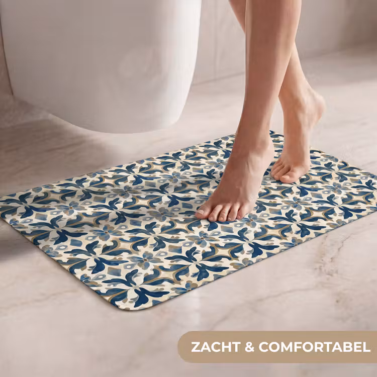Tegel - Patroon - Blauw - Beige WCmat klein 1009 -USP_ZachtNL